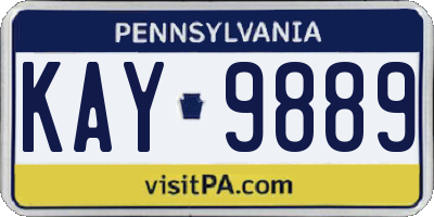 PA license plate KAY9889