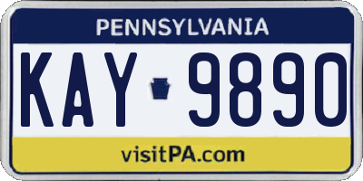 PA license plate KAY9890