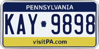 PA license plate KAY9898