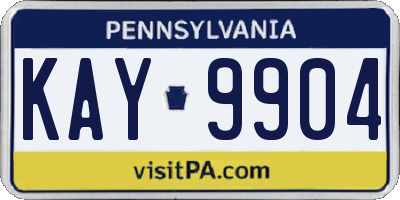 PA license plate KAY9904