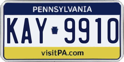 PA license plate KAY9910