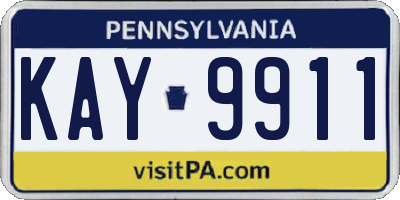 PA license plate KAY9911