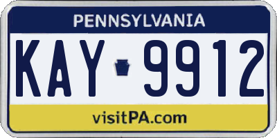 PA license plate KAY9912