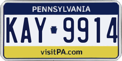 PA license plate KAY9914