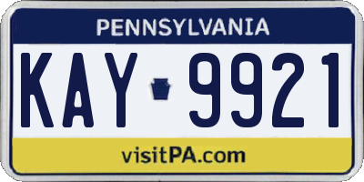 PA license plate KAY9921