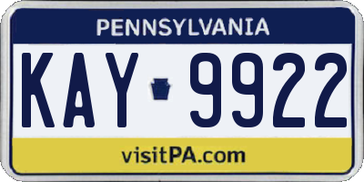 PA license plate KAY9922