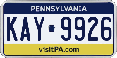 PA license plate KAY9926