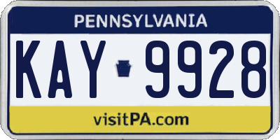 PA license plate KAY9928