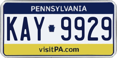 PA license plate KAY9929