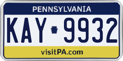 PA license plate KAY9932