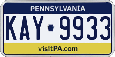 PA license plate KAY9933