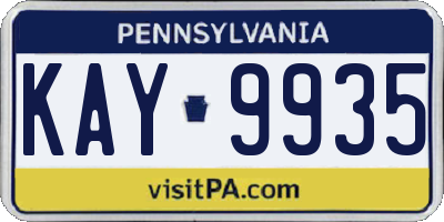 PA license plate KAY9935