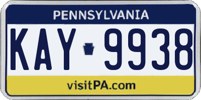 PA license plate KAY9938