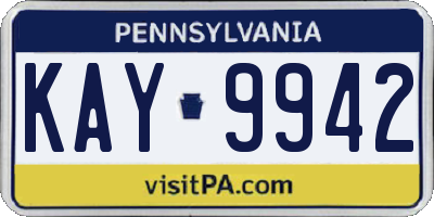 PA license plate KAY9942