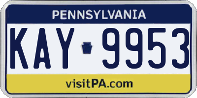 PA license plate KAY9953