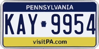 PA license plate KAY9954