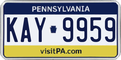 PA license plate KAY9959