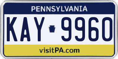 PA license plate KAY9960