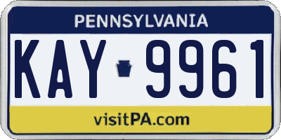 PA license plate KAY9961