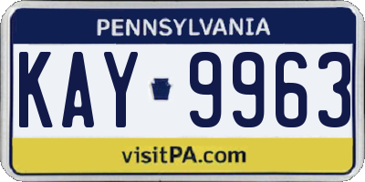 PA license plate KAY9963