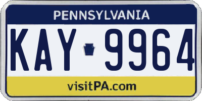 PA license plate KAY9964