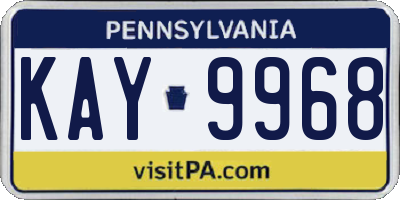 PA license plate KAY9968