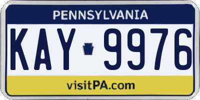 PA license plate KAY9976