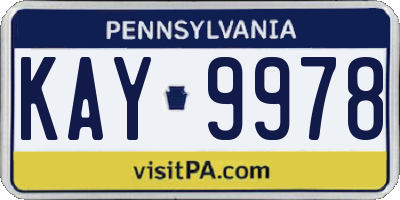 PA license plate KAY9978