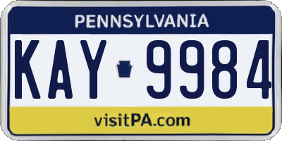 PA license plate KAY9984