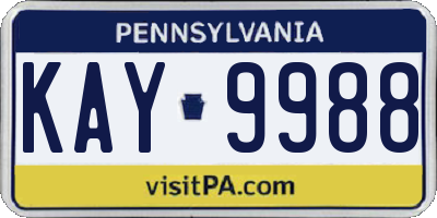 PA license plate KAY9988