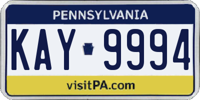 PA license plate KAY9994