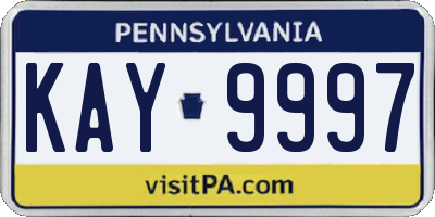 PA license plate KAY9997