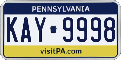 PA license plate KAY9998