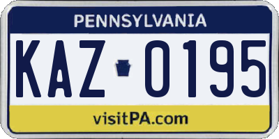 PA license plate KAZ0195