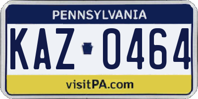 PA license plate KAZ0464