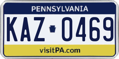 PA license plate KAZ0469