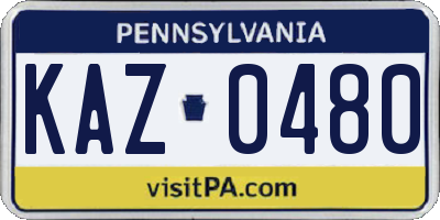 PA license plate KAZ0480