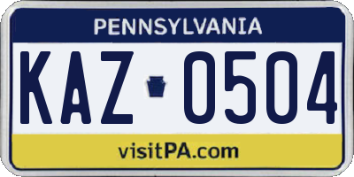 PA license plate KAZ0504