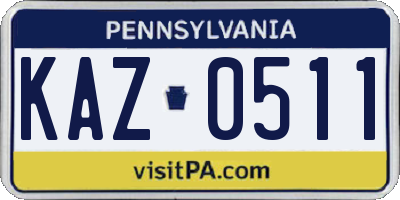 PA license plate KAZ0511