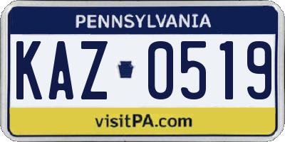 PA license plate KAZ0519