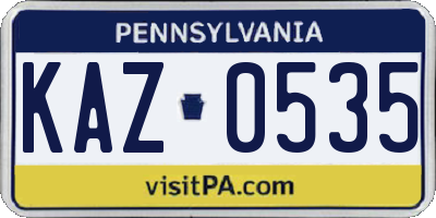 PA license plate KAZ0535