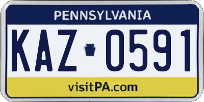 PA license plate KAZ0591