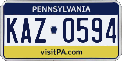 PA license plate KAZ0594