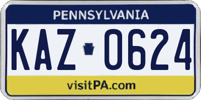 PA license plate KAZ0624