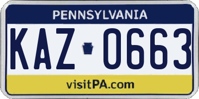 PA license plate KAZ0663