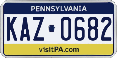 PA license plate KAZ0682