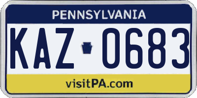 PA license plate KAZ0683
