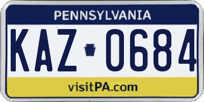 PA license plate KAZ0684