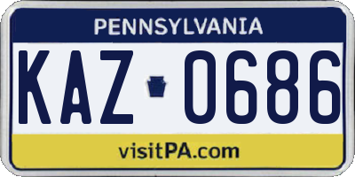 PA license plate KAZ0686