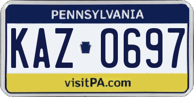 PA license plate KAZ0697